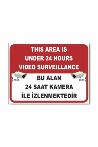 Makri gvlk4831 Bu Alan 24 Saat Kamera İle İzlenmektedir Güvenlik Kamerası Tabelası Kırmızı