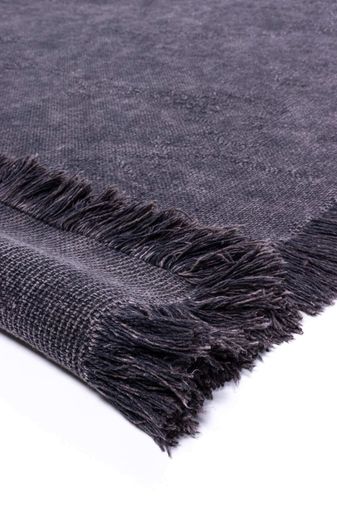 Mandaş Halı Rustik RS01 Anthracite Dört Tarafı Saçaklı Pamuklu Yıkanabilir Kilim - 80X150CM