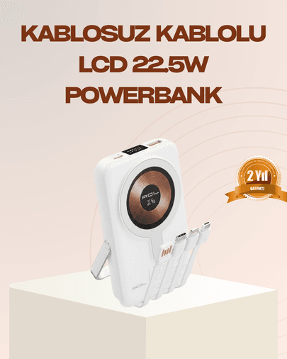 Manyetik Kablosuz Powerbank 22.5W Hızlı Şarj LCD Ekranlı