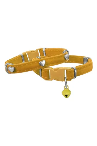 markapet SF-KDFKLP-SR Kadife Kedi Boyun Tasması Kalpli 20-32 Cm Sarı