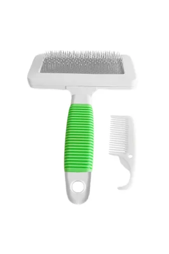 markapet TYCF7904ABCB0A5C07 Pati Dükkan Temizleme Aparatlı Kedi Köpek Tarağı 9.5 Cm-14 Cm Medium Yeşil