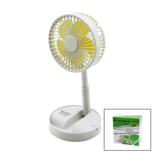 MASA ÜSTÜ VANTİLATÖR USB ŞARJIL KATLANIR FAN=13.6CM - UZAYAN AYAK=11-16CM 180 DERECE TELEFONLUKLU GS-275 (4745)