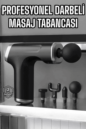 Masaj Tabancası 4 Başlıklı Kas ve Vücut Ağrıları İçin Şarjlı Darbeli