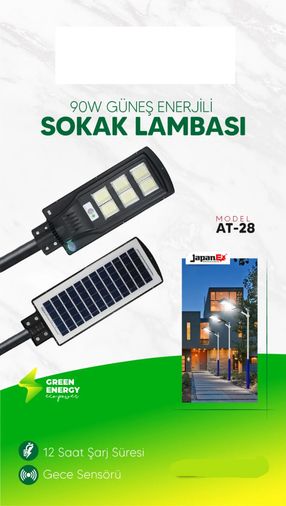 Masterplus At-028 90W Güneş Enerjili Sokak Lambası 12 Saat Şarj Süresi