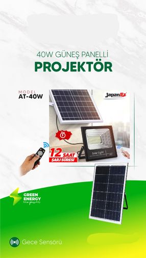 Masterplus At-40W Güneş Enerjili Projektör 12 Saat Şarj Süresi  Solar Aydınlatms