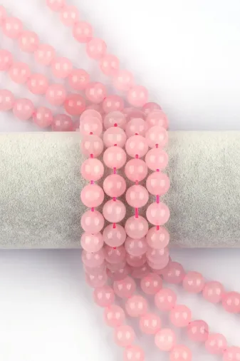 Mavera Doğaltaş PRA-8069616-4378999 Pembe Kuvars Doğal Taş Dizi 8 Mm Fasetli Küre Kesim