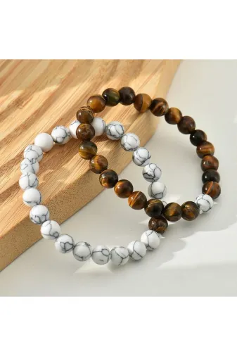 Mavera Doğaltaş PRA-8385747-2745999 Doğaltaş Kaplan Göüz - Havlit Bileklik 8Mm