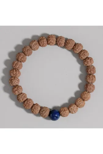 Mavera Doğaltaş PRA-8387166-6189999 Doğaltaş Rudraksha - Lapis Lazuli Bileklik 8Mm