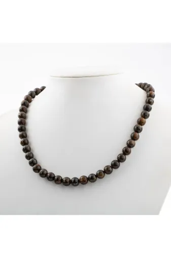 Mavera Doğaltaş PRA-8912486-8457999 Bronzit 8 Mm Dizi Doğal Taş Kolye