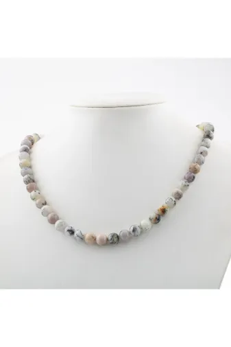 Mavera Doğaltaş PRA-8912514-5499999 Süt Opal 8 Mm Dizi Doğal Taş Kolye