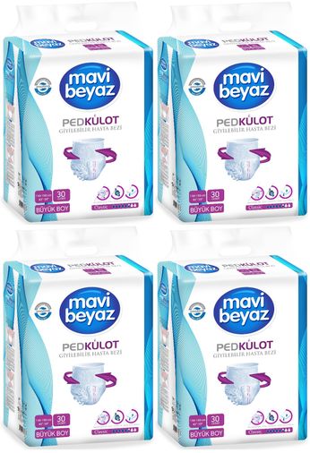 Mavi Beyaz Ped Emici Külot Yetişkin Bezi Large Büyük 120 Adet