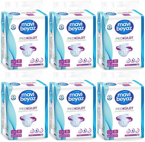 Mavi Beyaz Ped Emici Külot Yetişkin Bezi Large Büyük 180 Adet