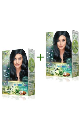 MAXX DELUXE RT-RYL-ARMAXX11-0 2 Paket Natural Beauty Amonyaksız Saç Boyası 1.1 Mavi Siyah