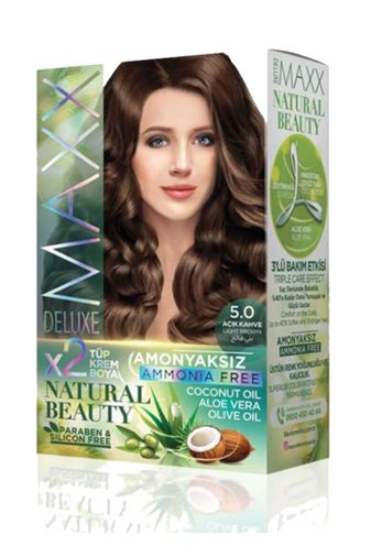 MAXX DELUXE RT-RYL-ARMAXX50 Natural Beauty Amonyaksız Saç Boyası 5.0 Açık Kahve