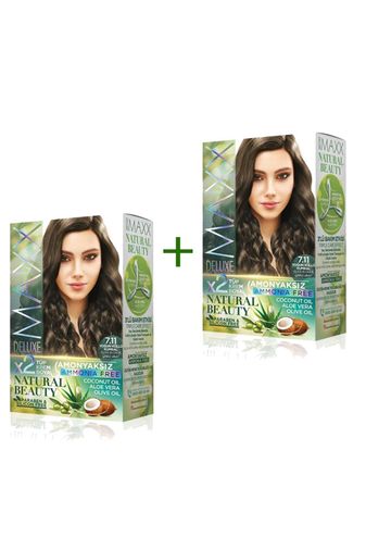 MAXX DELUXE RT-RYL-ARMAXX711-0 2 Paket Natural Beauty Amonyaksız Saç Boyası 7.11 Yoğun Küllü Kumral