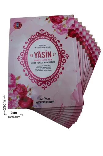 Medrese Kitab Evi MEDRESEKIT036-10ad Hediyelik Ekonomik 10 Adet Yasin-I Şerif Pembe 80Shf Çanta Boy