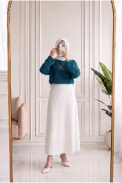 Mehşah Çiçek Desenli Bluz-SS13137 Petrol Mavisi