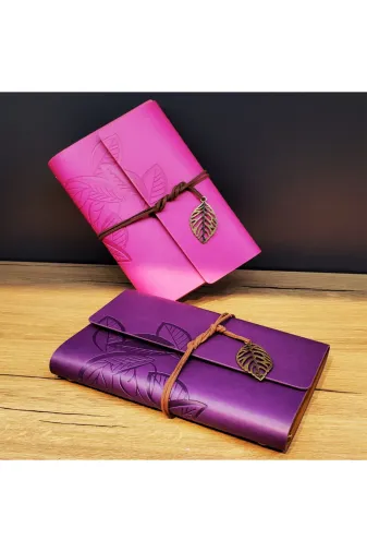 MEKs TTT-24242449624 Deri Yaprak Desenli Çizgisiz Defter