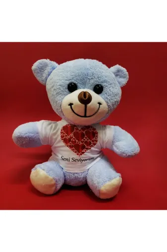 MEKs TTT-24242449626 Kalpli Seni Seviyorum Yazılı Tişörtlü Peluş Ayıcık