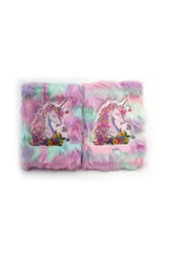 MEKs TTT-24242452153 Çiçekli Unicorn Tasarımlı Peluş Hatıra Defteri