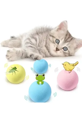 MEKs TTT-24242453033 Kedi Otlu 3 Sesli İnteraktif Top Kedi Oyuncağı