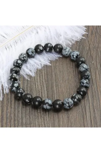 MELODY 8mmbileklikmelodyoylav Kar Tanesi Obsidyen Doğal Taş Bileklik 8 Mm