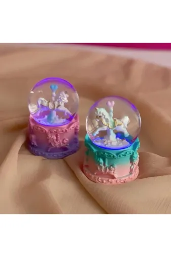 MEY MEYİTHMEY02562741423591 İthalat® Mini Boy Işıklı Unicorn Kar Küresi