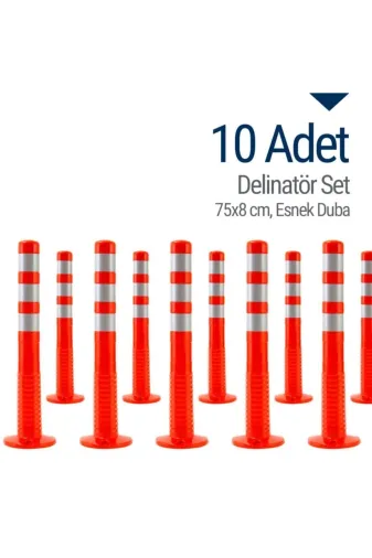 MFK Plastik duba003 Trafik Delinatör 75 Cm- 10 Adet Plastik Kırmızı Otopark Yol Duba Ucuz Koni (505*355*805)