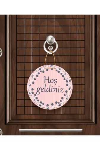 M&H Quality 4654511000 Evimize Neşe Getirdiniz" Yazılı Mdf Kapı Süsü | 22.5 Cm | Dekoratif Halat Askılı Giriş Dekoru