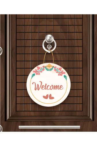 M&H Quality 46548000888 Çiçek Desenli Welcome Kapı Süsü | Kapı Aksesuarı