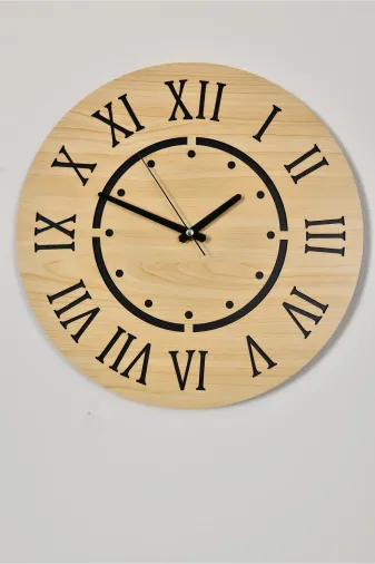 M&H Quality 5158415415415 Dekoratif Modern Ahşap Duvar Saati ( Sessiz Akar Saat )
