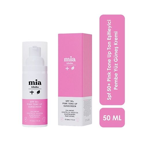 mia klinika 10202967 50+ Spf Pink Tone Up Ton Eşitleyici Pembe Yüz Güneş Kremi 50 Ml