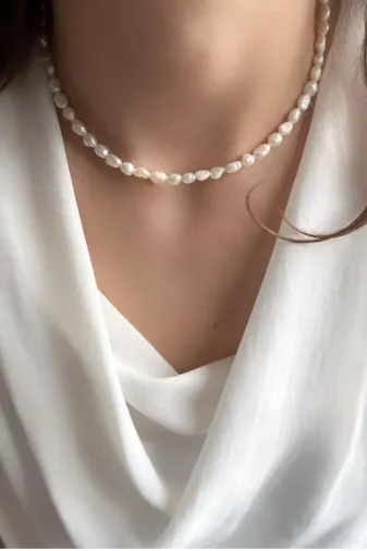 Mıçı inci1233 İnci Kolye-Istiridye Incisi, Barok Inci Kolye -Küçük-Gerçek 5 Mm Kum Inci