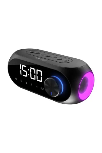 Mikado TY13049518 Md-W7 1200Mah 5W Siyah Bluetooth-Aux-Derece-Usb-Fm Double Alarmlı Saat