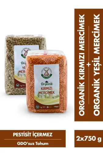 Mill & More Only Natural Products MM-8684438220890 Organik Kırmızı Mercimek 750 G + Organik Yeşil Mercimek 750 G Seti