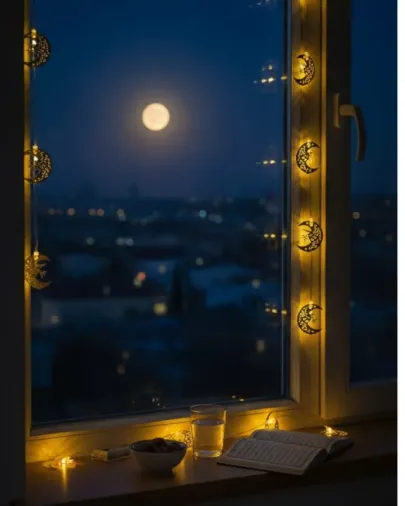 Minareli Hilal Led Işık Gold Metal 2 Adet Aa Pil İle