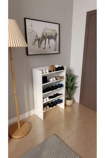 Mirobi Mrb-Ayk-5Bl-Nalani Evvo 5 Katlı 5 Bölmeli Dekoratif Ayakkabılık Beyaz