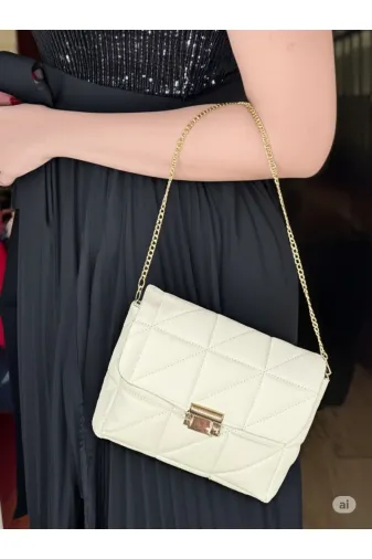 Moda West KP8355652544 Kapitone Desenli Zincir Askılı Kilitlenebilir Kadın El Ve Omuz Çantası