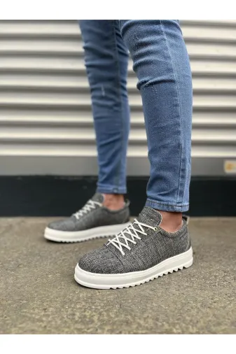 MODE STEP MSTPJY83945632911 Jy152 Cool Bağcıklı Keten Erkek Günlük Spor Klasik Ayakkabı Kbt - Gri
