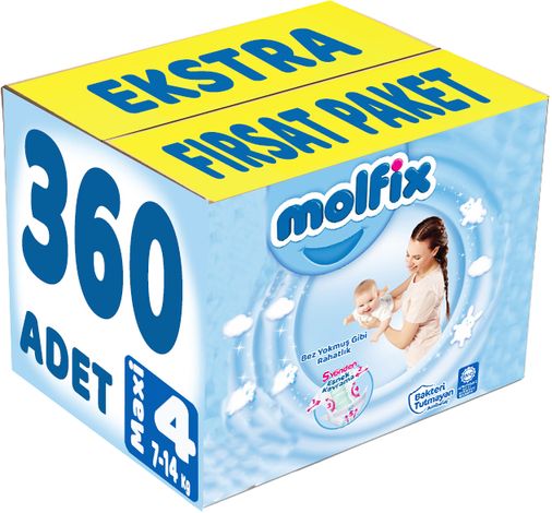Molfix Bebek Bezi 4 Beden 7-14 KG Maxi 372 Adet Ekstra Fırsat Pk