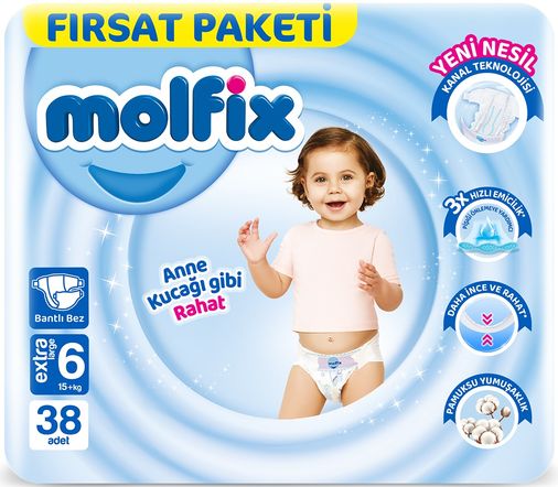 Molfix Bebek Bezi 6 Beden 15+ KG Extra Large 38 Adet Fırsat Pk