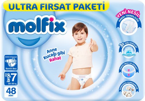 Molfix Bebek Bezi 7 Beden 20-30 KG XX Large 48 Adet Ultra Fırsat Pk
