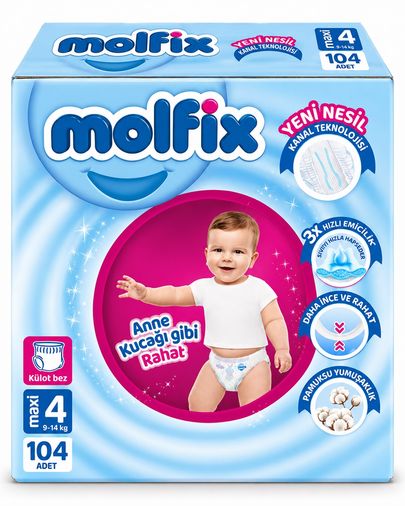 Molfix Külot Bebek Bezi 4 Beden 9-14 KG Maxi 104 Adet Ekonomik Fırsat Pk