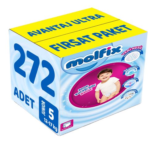 Molfix Külot Bebek Bezi 5 Beden 12-17 KG Junior 272 Adet Avantaj Ultra Fırsat Pk