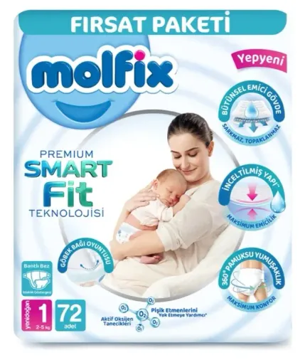 Molfix Premium Bebek Bezi Fırsat Paketi 1 Beden 2-5 Kg 72 Adet