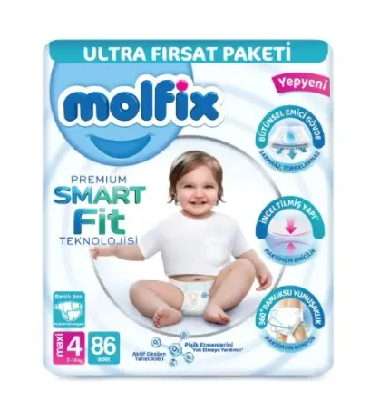 Molfix Premium Bebek Bezi Ultra Fırsat Paketi 4 Beden 7-14 Kg 86 Adet
