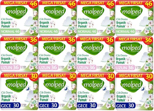 Molped Pure&Soft Hijyenik Ped Avantaj PK Normal 184 + Uzun 144 + Gece 120 Toplam : 448 Adet