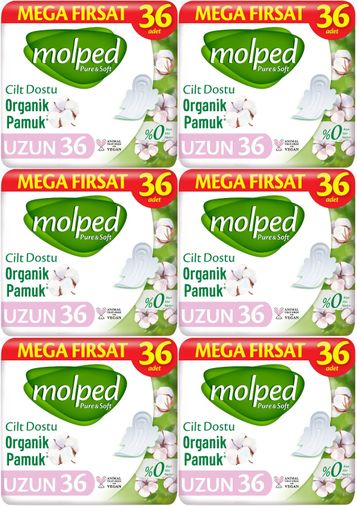 Molped Pure&Soft Hijyenik Ped Uzun 216 (6PK*36) Adet Mega Pk