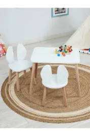 Montessori Çocuk Masası-Oyun Masası-Aktivite Masası-Çalışma Masası-Etkinlik Masası 2 Sandalye