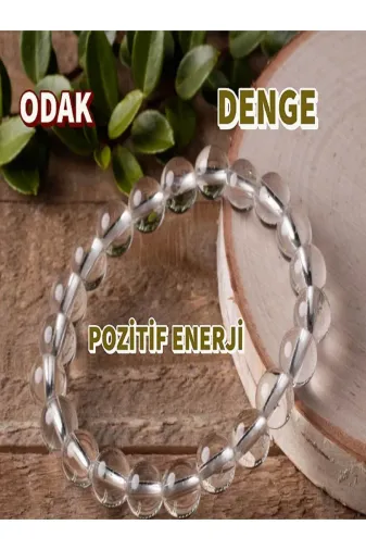 Moonstar Jewelry MSD-0016952 Kristal Kuvars Bileklik 8Mm (Odak,pozitif Enerji, Denge) Doğal Taş